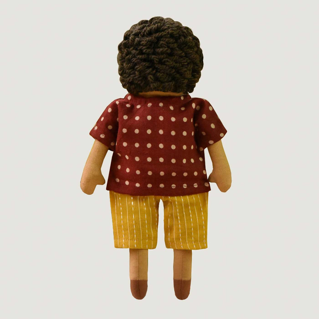 Nilah's (Younger Brother) Raagu In Red Shirt & Yellow Pant | Soft Hand-Stitched Sustainable Indian Play Doll