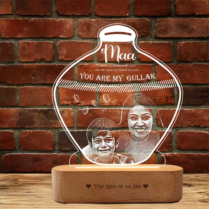 Photo Personalized Gullak Theme Acrylic Lamp For Mothers