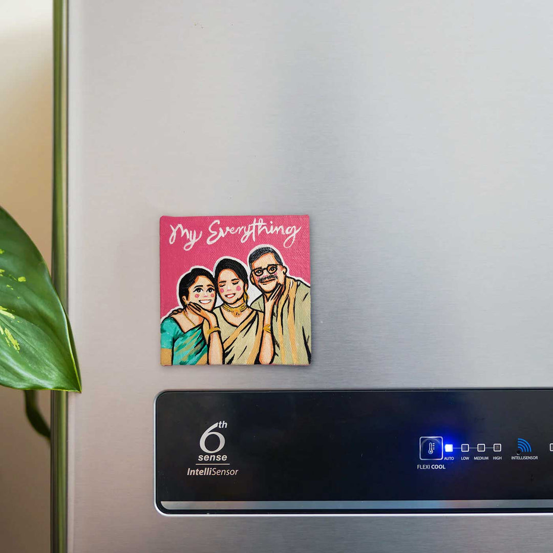 Personalized Photo Based Caricature Peach Fridge Magnet
