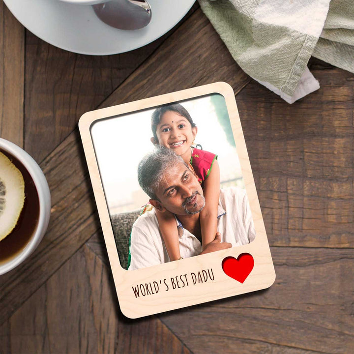Photo Personalized Three Generations Theme Wooden Fridge Magnet For Fathers | Set Of 3