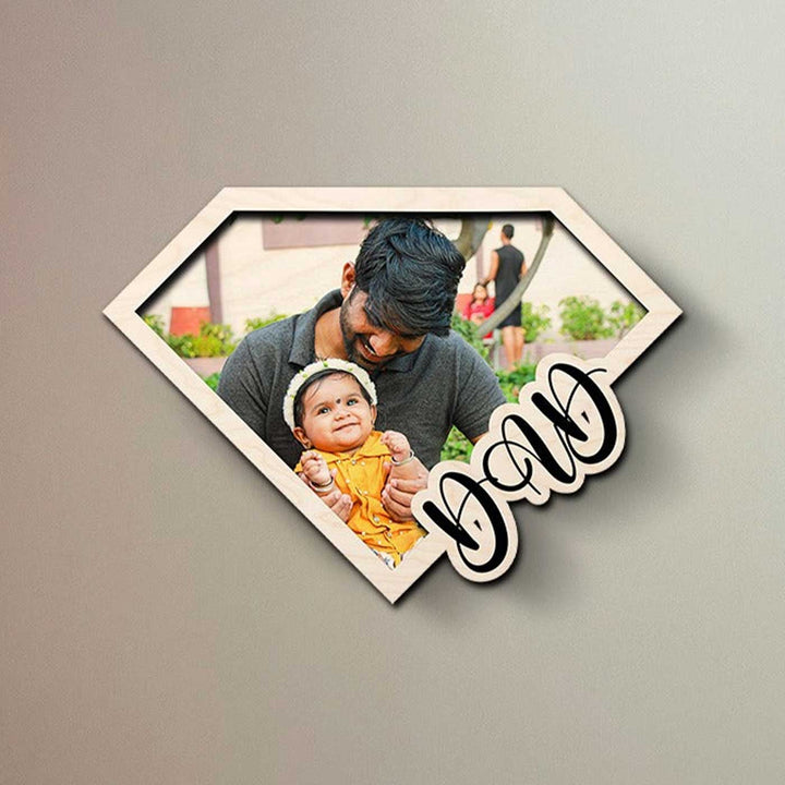 Photo Personalized Printed Superhero Theme Wooden Fridge Magnet For Fathers