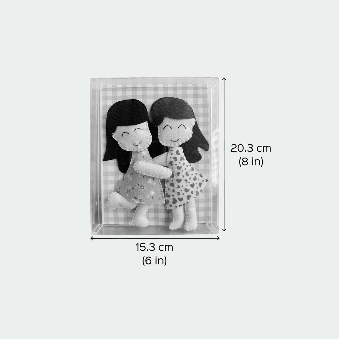 Personalized Handmade Chekered Theme Felt Decorative Plaque For Sisters