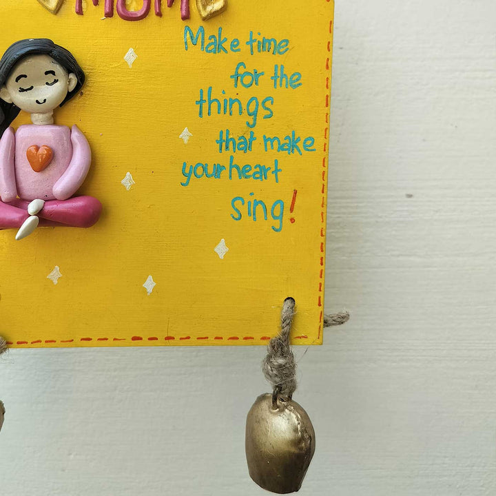 Handcrafted "Love You Mom" MDF & Cold Porcelain Clay Decorative Plaque