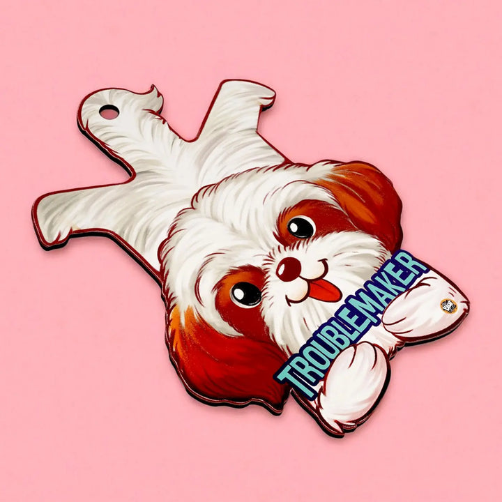 Printed Shih Tzu Theme "Troublemaker" MDF Wood Wall Decor