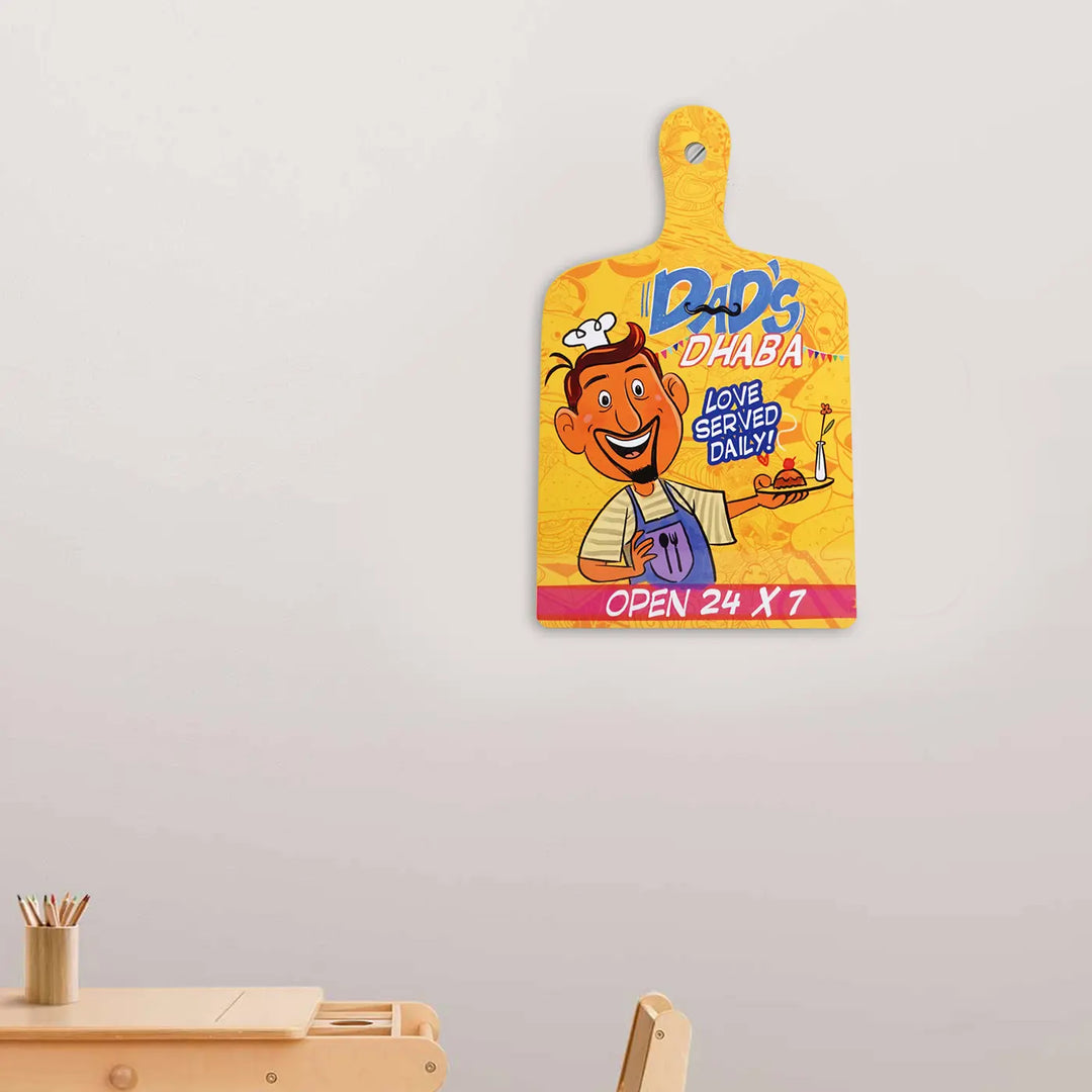 Printed Dads Dhaba Theme MDF Wood Wall Decor