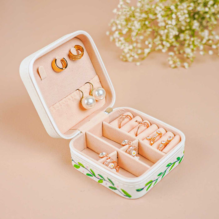 Personalized Handmade Leafy Theme Leather Jewellery Box