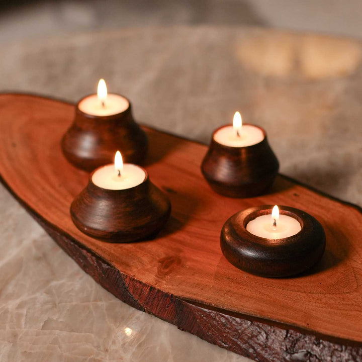 Handmade Matka Glow Reusable Hamper | Includes Matka Wooden Candles, Circle Candles, Seed Card And Outer Box | Set Of 4