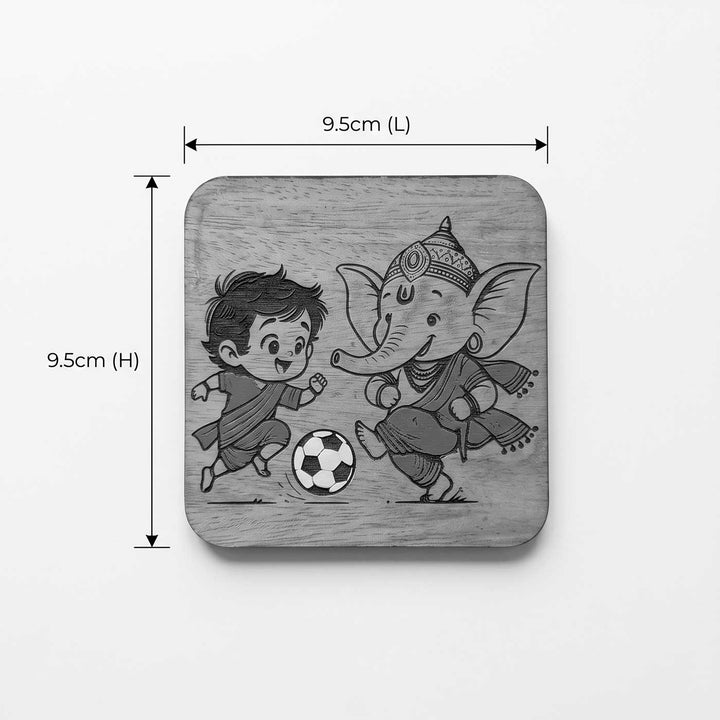 Engraved Sai Baba Portrait Mahogany Wood Fridge Magnet