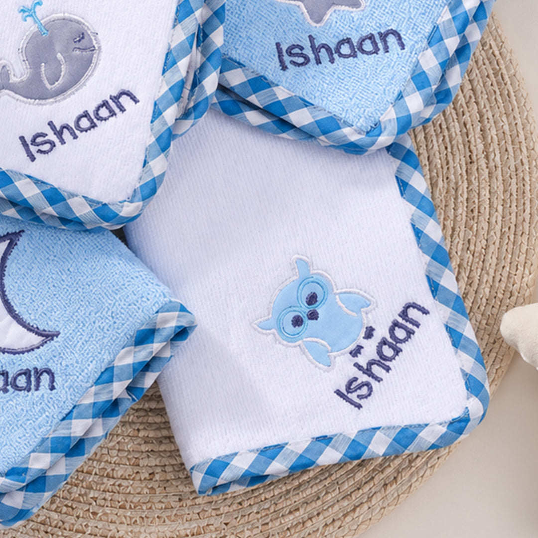 Personalised Lil Star Baby Boy Cotton Napkin Set | Pack of 4