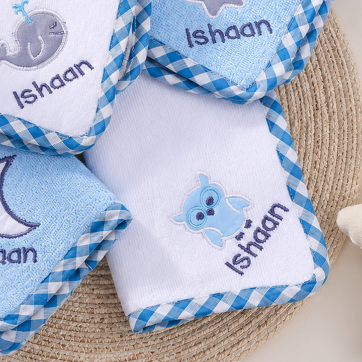 Personalised Lil Star Baby Boy Cotton Napkin Set | Pack of 4