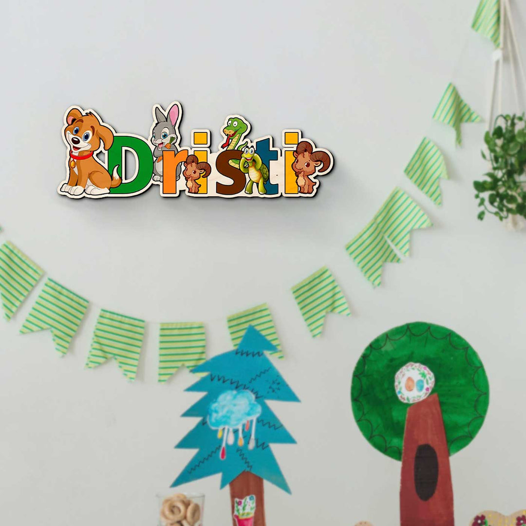 Kid's Animal Theme Printed Nameplate