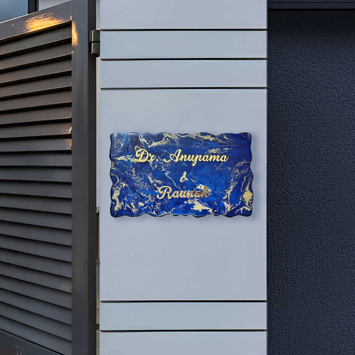 Personalized Navy Blue & Gold Design Resin Name Plate