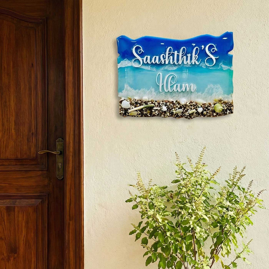Personalized Light Ocean Theme Resin Name Plate
