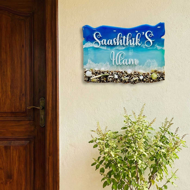 Personalized Light Ocean Theme Resin Name Plate