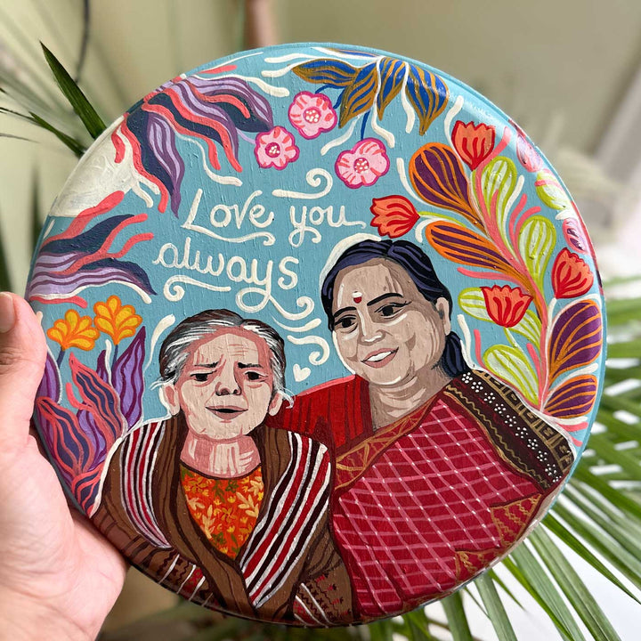 10 Inch | Photo Personalized Hand Painted Pop Art Illustrated Caricature Wall Plate With Stand