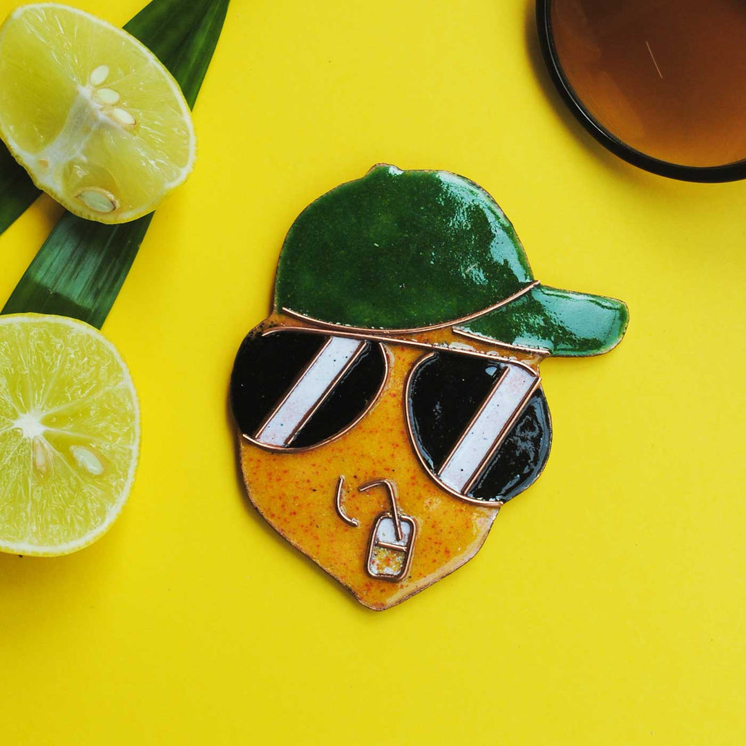 Handmade Cool Guy Copper Enamel Fridge Magnet