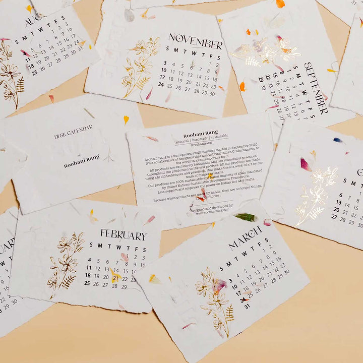 Handmade 2025 Petals Desk Calendar With Stand