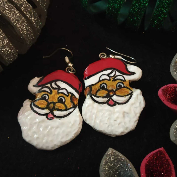 Handmade Santa Claus Clay Earrings | Secret Santa Gift Ideas