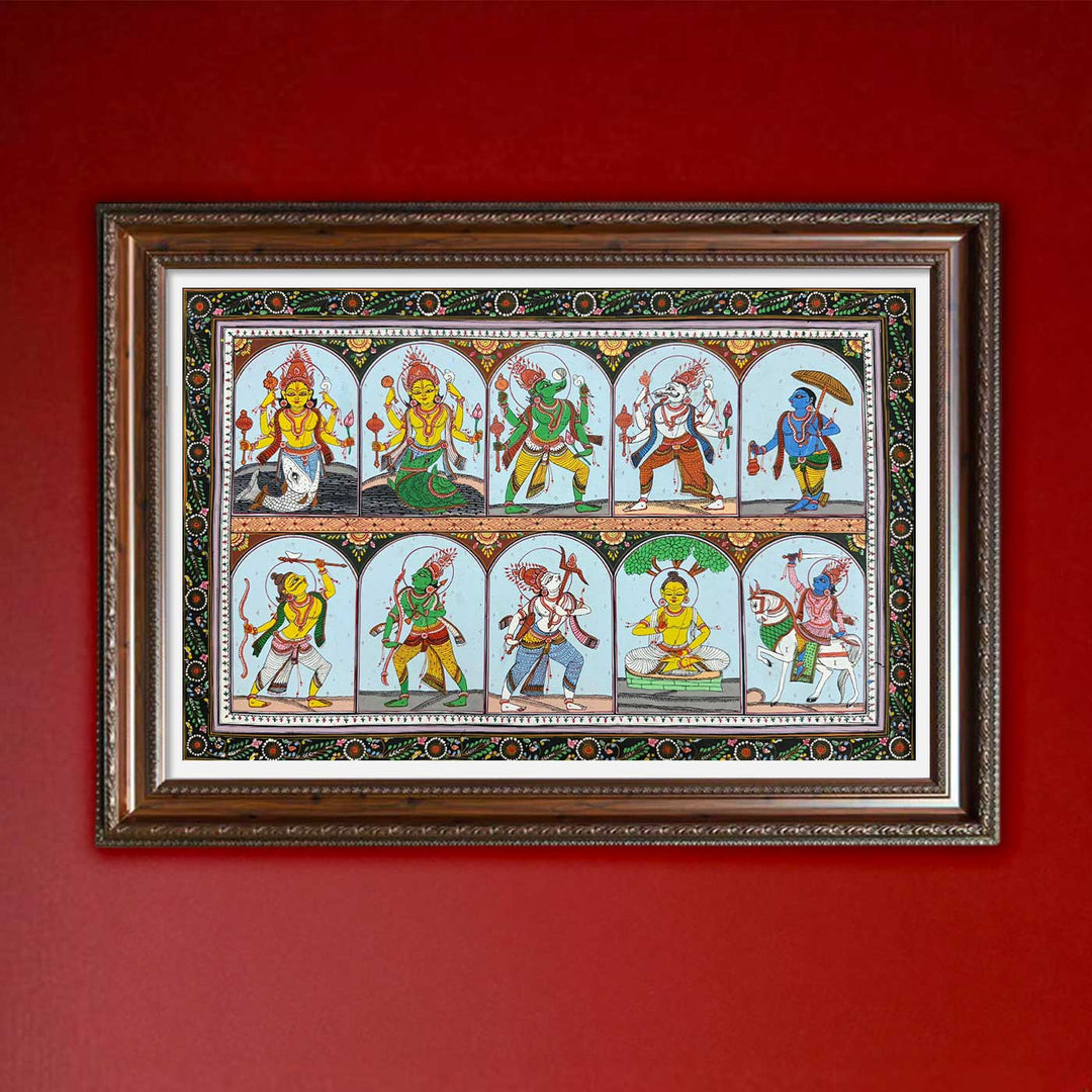 18 X 30 Inch | Handmade Canvas Dashavataar Painting