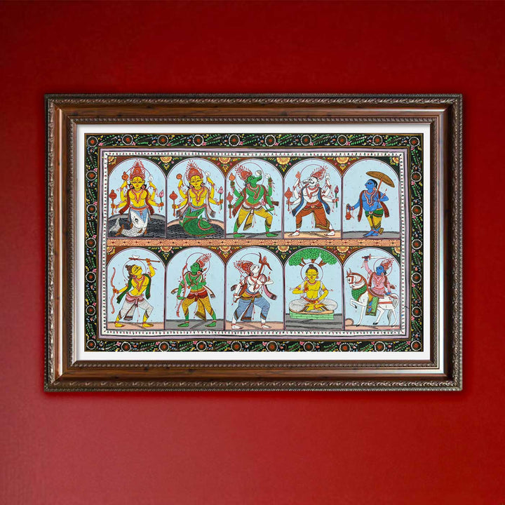 18 X 30 Inch | Handmade Canvas Dashavataar Painting