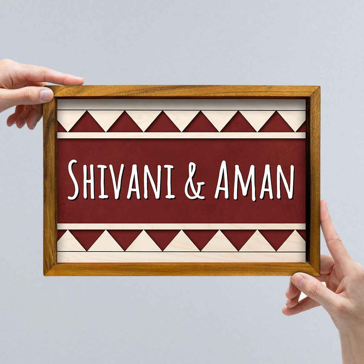 Wooden Personalized Framed Nameplate For Couples