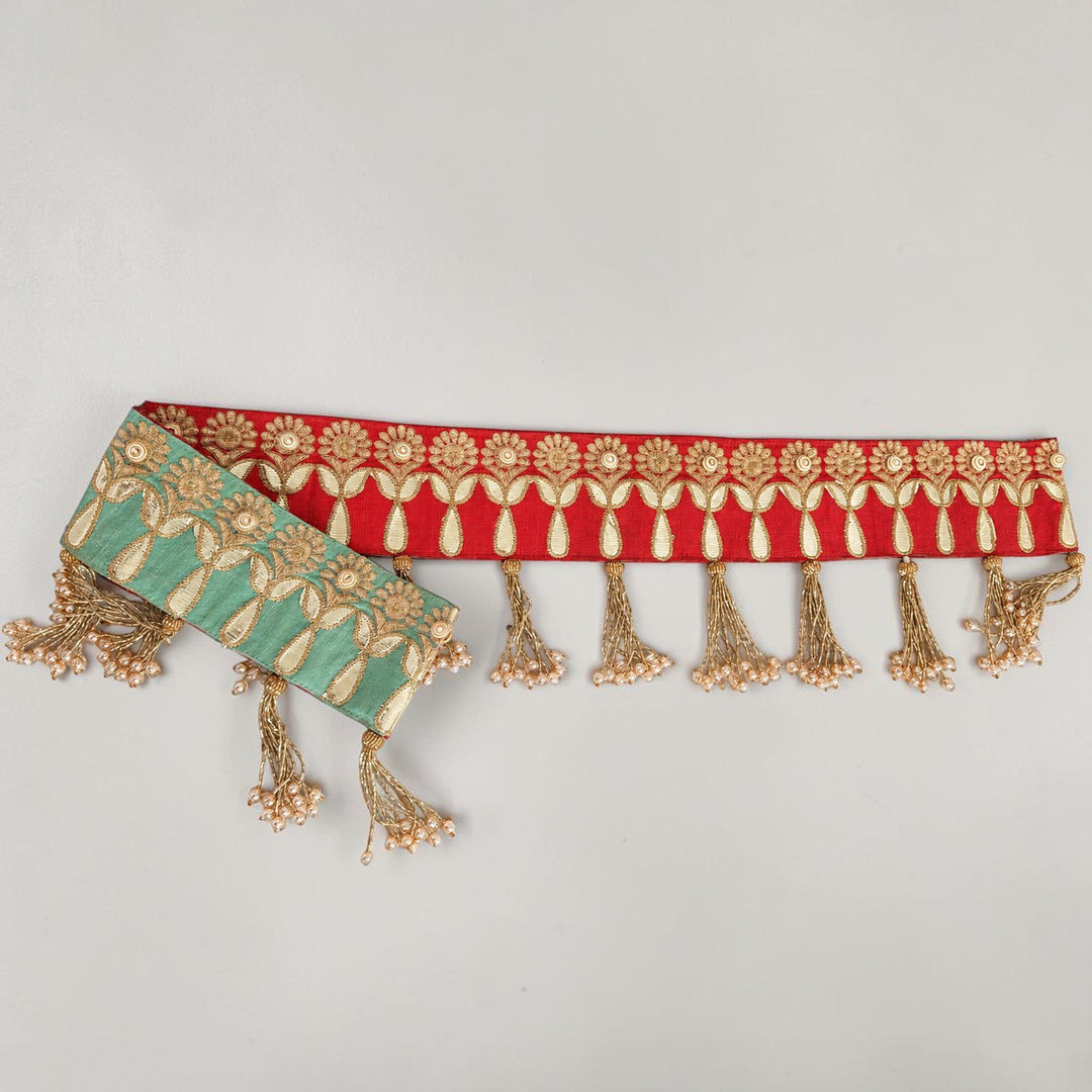 Reversible Gotapatti Silk Toran With Side Hangings For Festive Decor