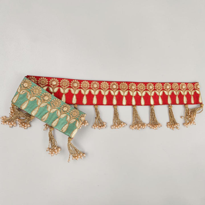 Reversible Gotapatti Silk Toran With Side Hangings For Festive Decor