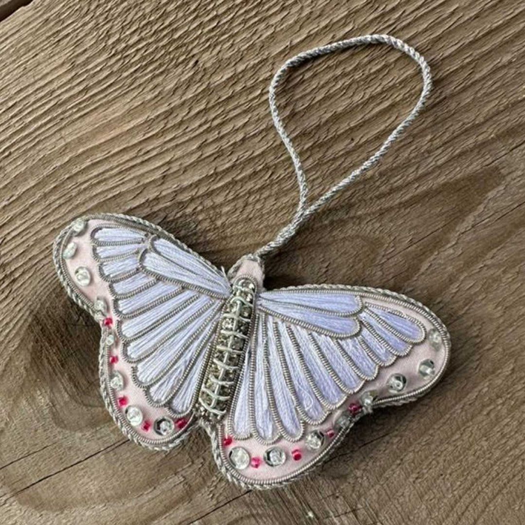 Pink Butterfly Handmade Premium Zardozi Ornament