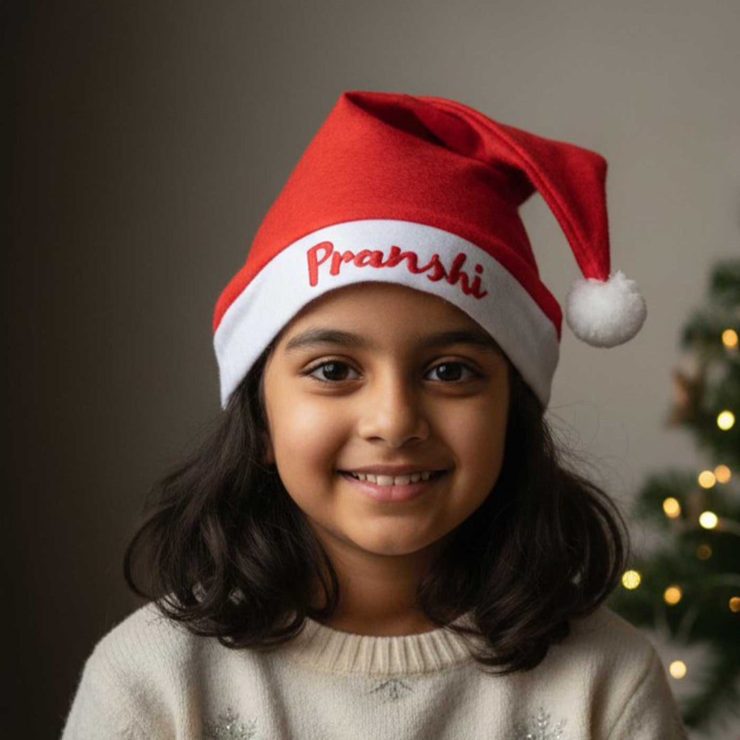 Personalized Kids Felt Santa Cap For Christmas Tree Decoration