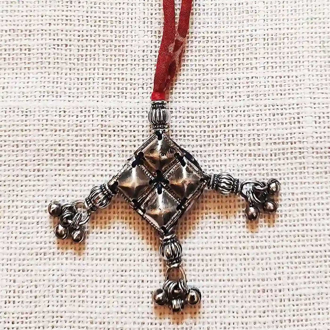Handmade Dori Work Antique Metal Cotton Lumba Rakhi for Bhabhi With Roli Chawal