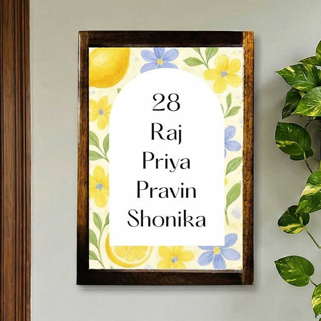 Floraison Vintage Personalized Resin Wooden Frame Name Plate