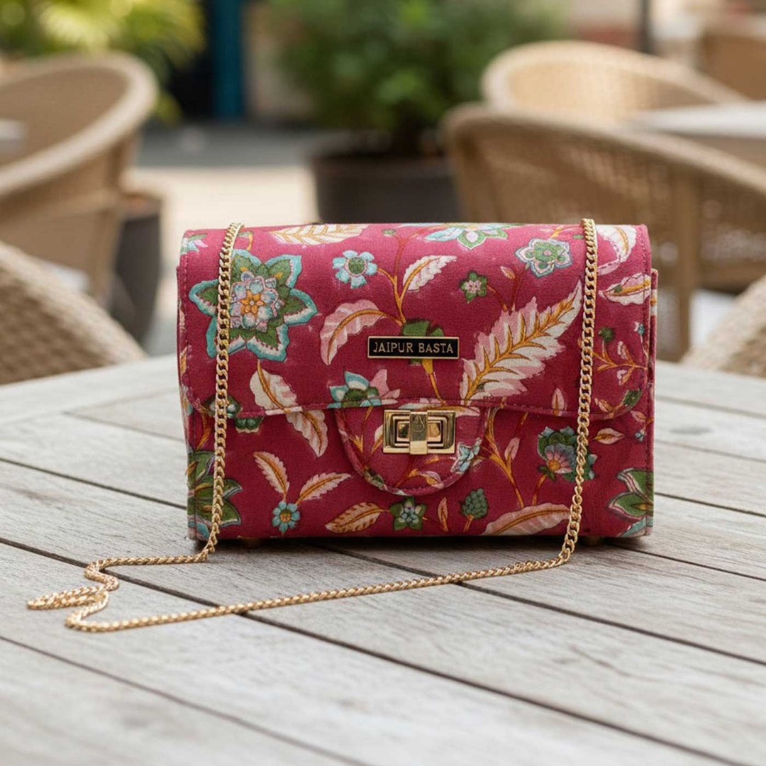 Gulabi Hand Block Printed Satchel Bag