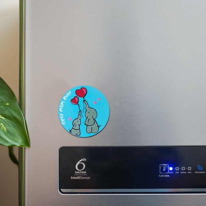 Personalized Round Elephants Theme MDF Wood Fridge Magnet For Mothers