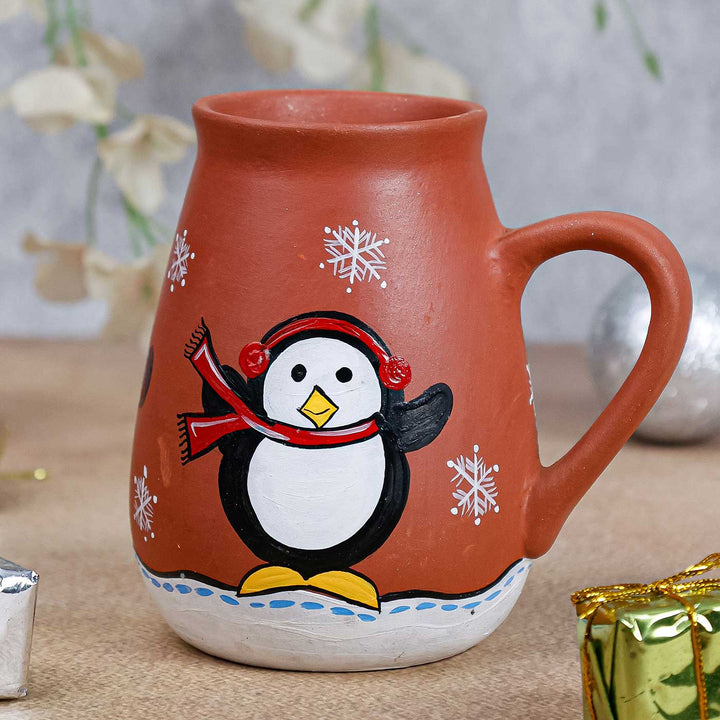 Handmade Penguin Terracotta Christmas Mug