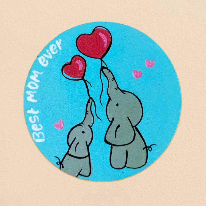 Personalized Round Elephants Theme MDF Wood Fridge Magnet For Mothers