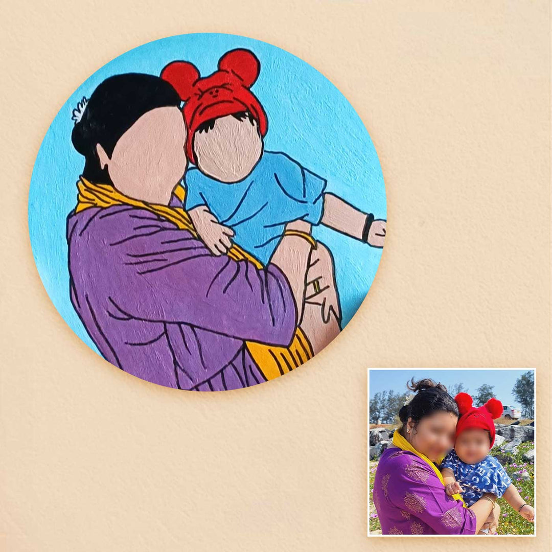 Photo Personalized Hand-Painted Mother & Daughter Theme MDF Wood Fridge Magnet