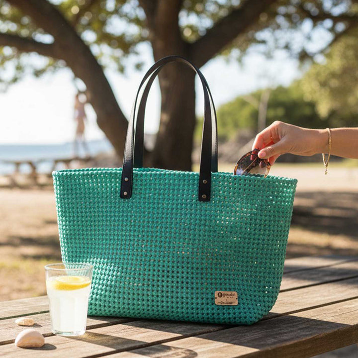 Green Solid Mukhya Knot Handmade Koodai Beach Bag