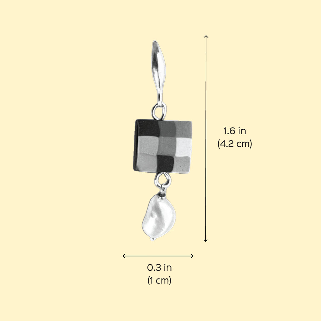 Handmade Polymer Clay Madras Fabric Check Design Earrings