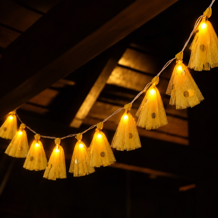 5m, 20 Bulbs | Handcrafted LED Fairy Lights with Fabric Shades