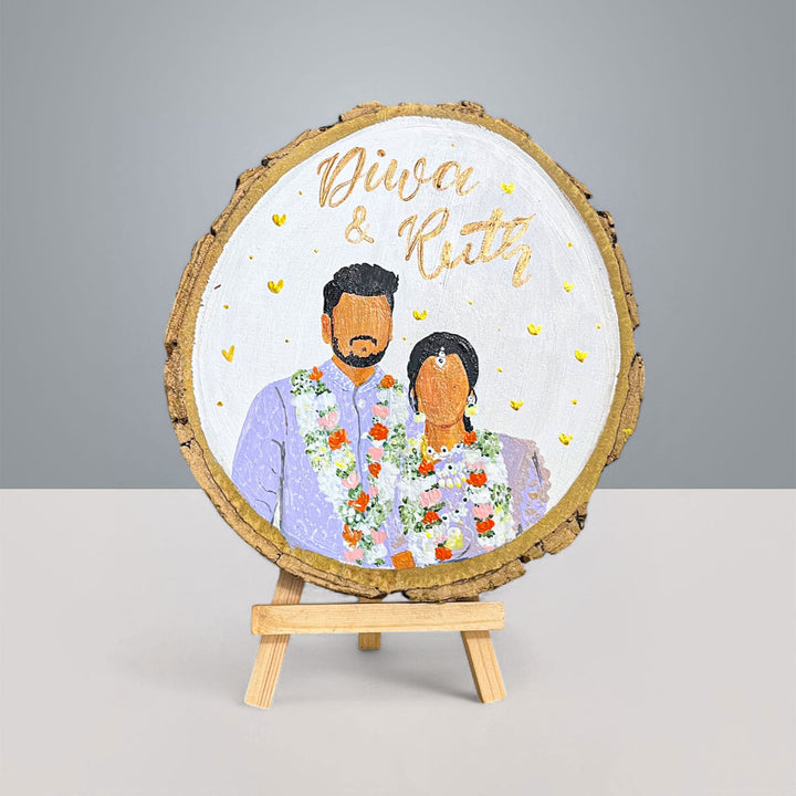 Photo Personalized Hand-Painted Golden Hearts Theme Wooden Decorative Plaque