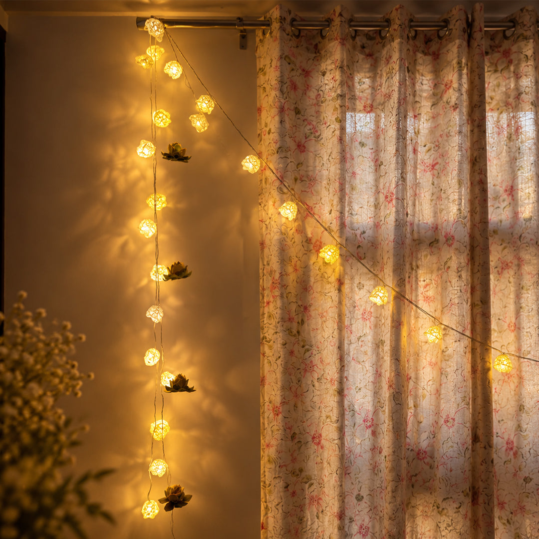 Handmade Crochet Bell Wool LED Fairy Light For Festive Decor