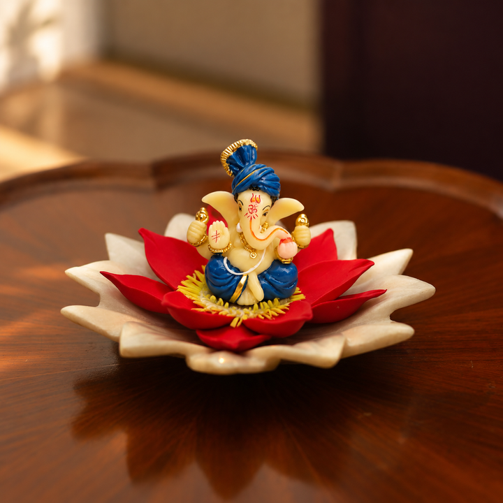 Handmade Lotus Deco Clay & Marble Tealight Holder