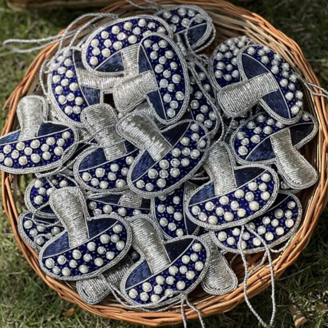 Blue Mushroom Sequin Premium Zardozi Ornament