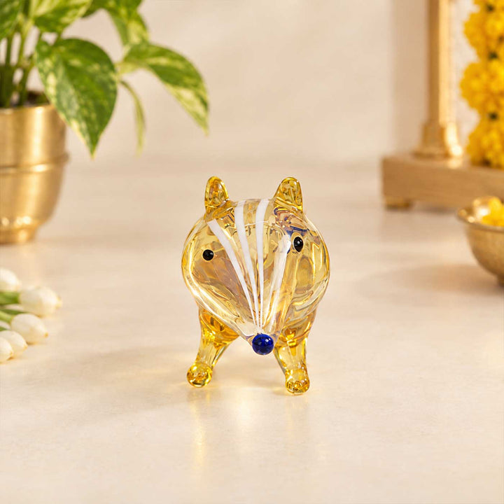 Handmade Blown Glass Squirrel Miniature Figurine For Decor
