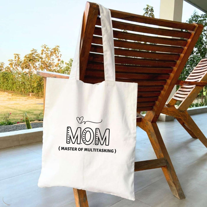 Handmade Printed Master Of Multitasking Cotton Tote Bag For Mothers