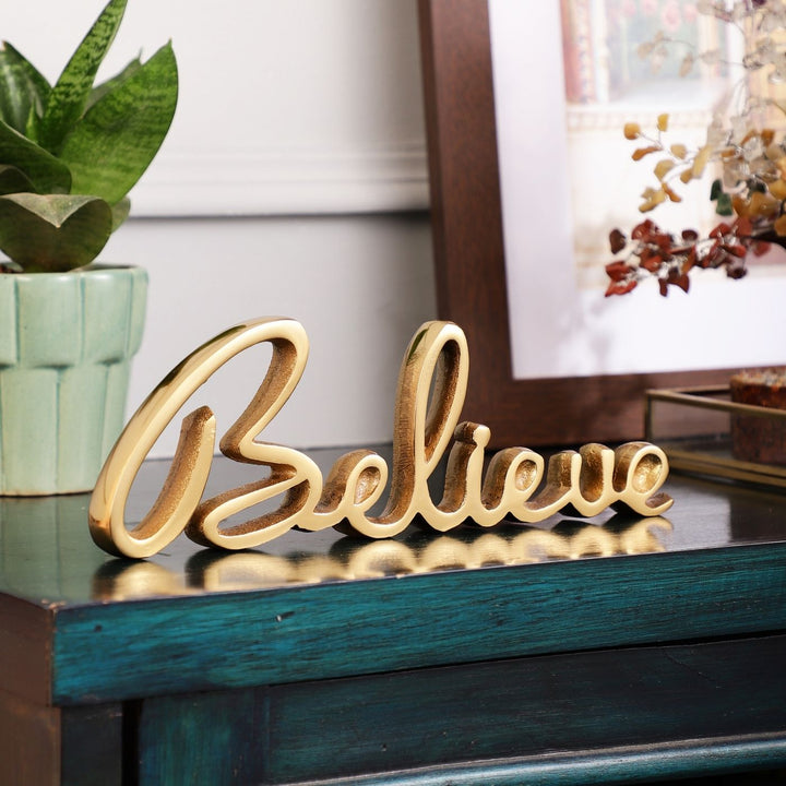 Handmade Gold 'Believe' Free Standing Showpiece