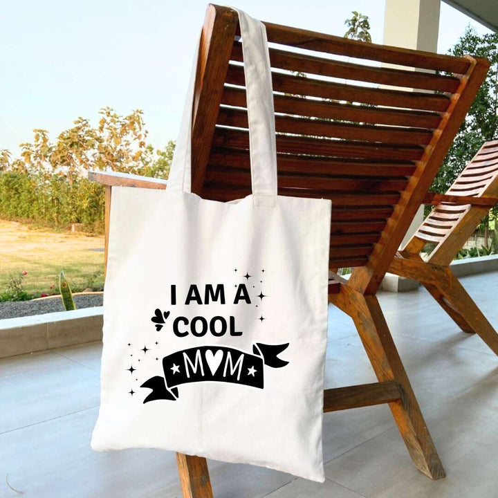 Handmade Printed Cool Mom Theme Cotton Tote Bag For Mothers