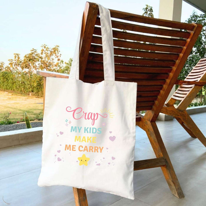 Handmade Printed Kids Make Me Carry Cotton Tote Bag For Mothers