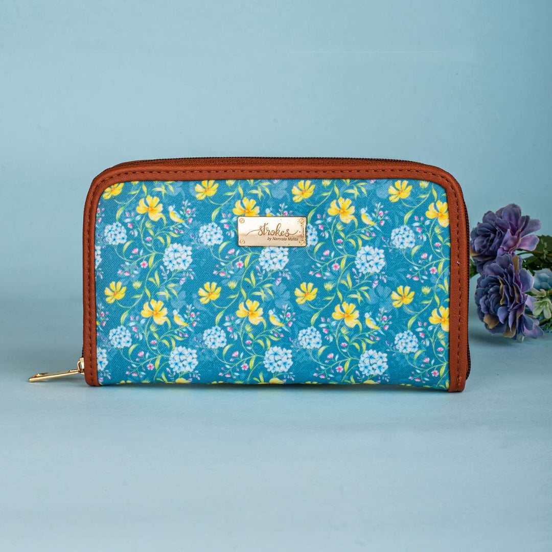 Vintage Blooms Vegan Leather Zipper Wallet