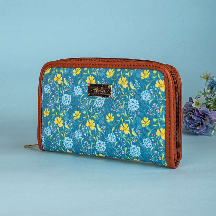 Vintage Blooms Vegan Leather Zipper Wallet